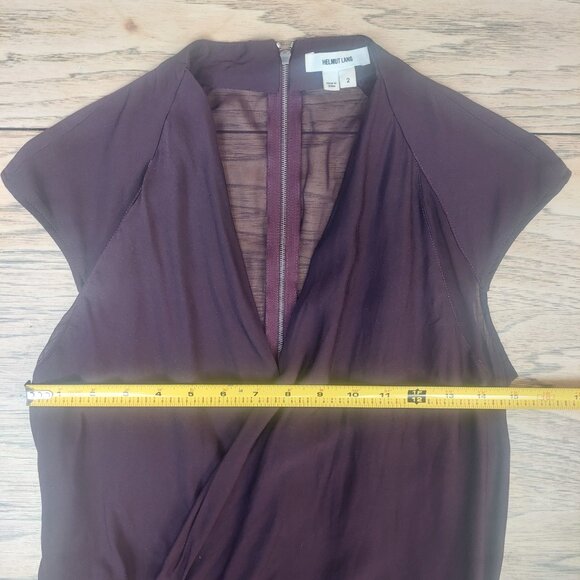Helmut Lang silk blend drape wrap front fitted mini dress sheer back size 2 - Picture 9 of 13